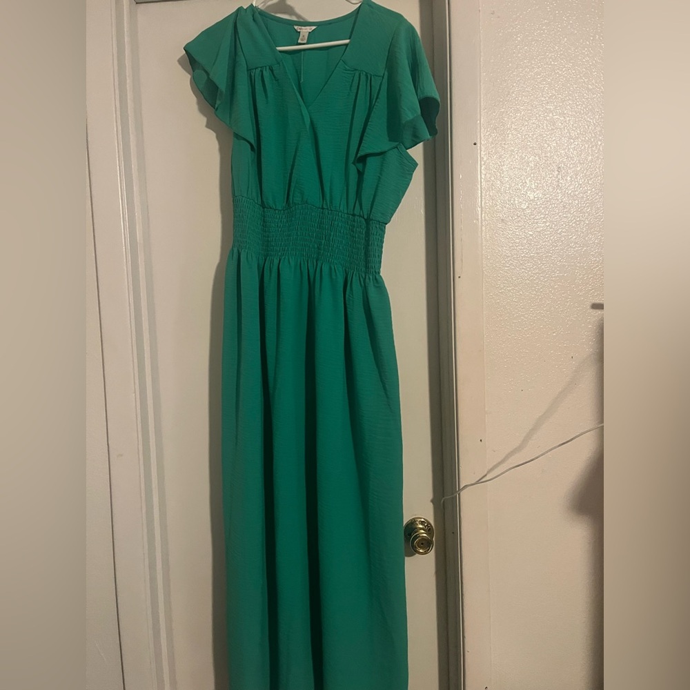 Green V-Neck Dress